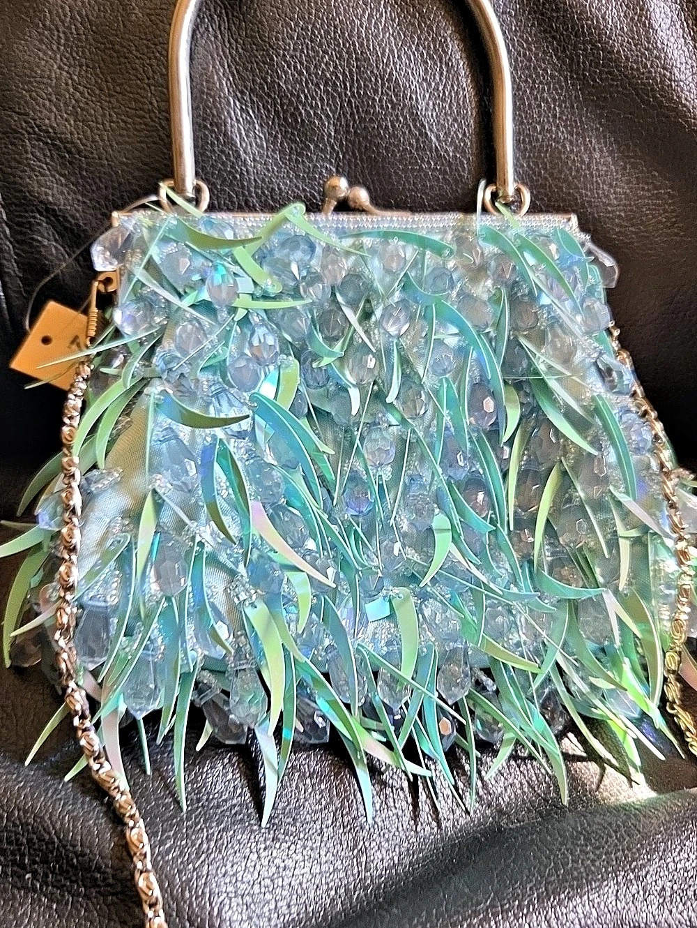 Mattina T Fringe Mini Bag in Blue & Green NWT